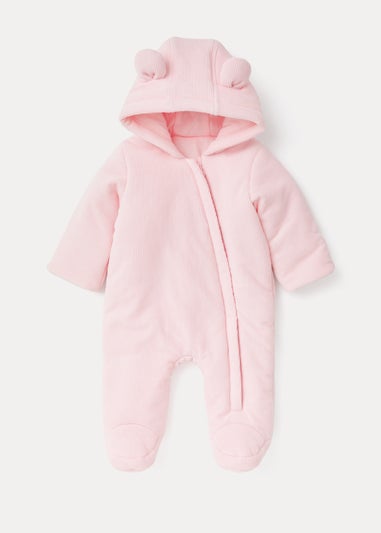 Baby Pink Velour Snowsuit (Newborn-18mths)