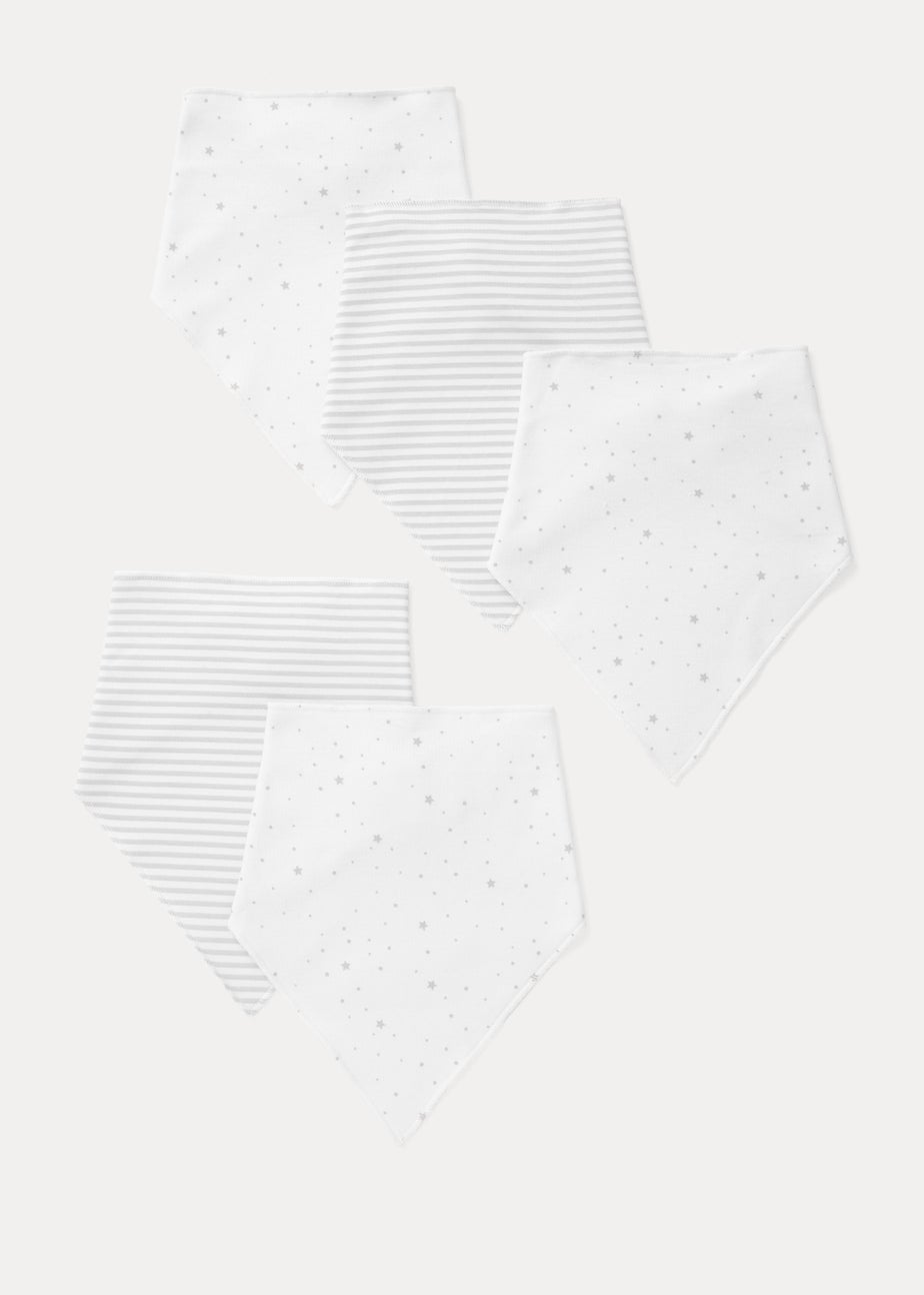 Baby 5 Pack Grey Bandana Bibs