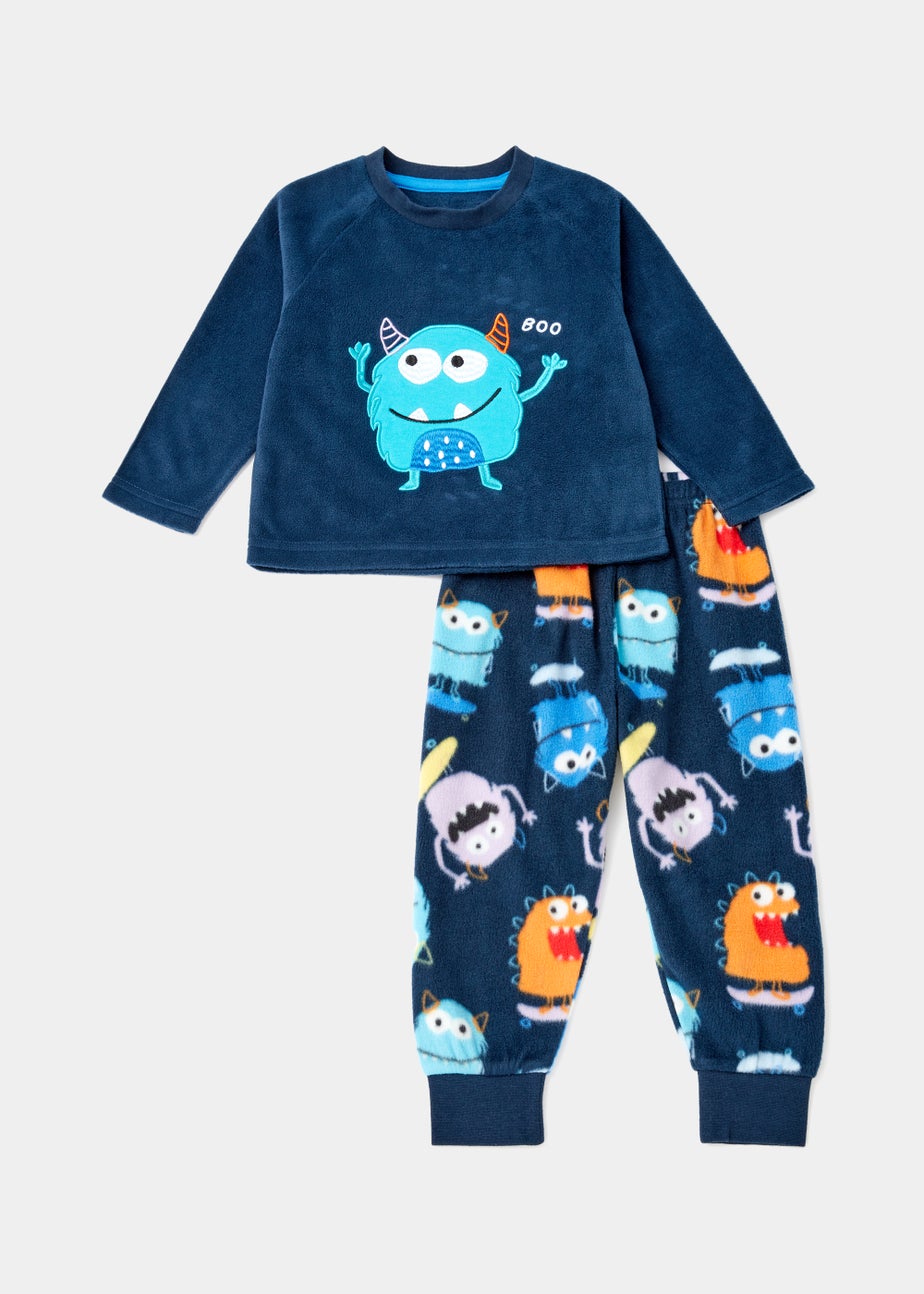 Boys Blue Monsters Microfleece Bundle Pyjama Set (9mths-5yrs)