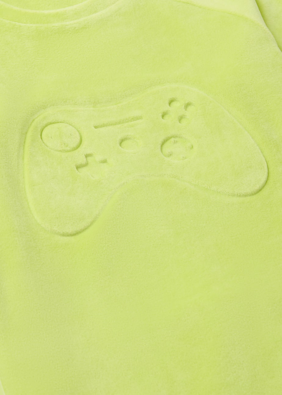 Boys Green Gamer Print Velour Pyjama Set (4-13yrs)