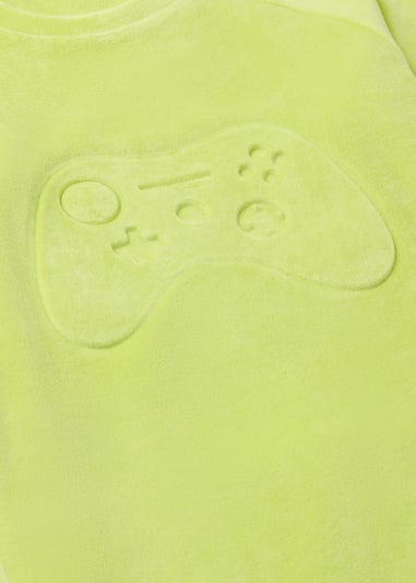 Boys Green Gamer Print Velour Pyjama Set (4-13yrs)