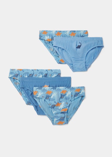 Boys 5 Pack Blue Dinosaur Briefs (2-9yrs)