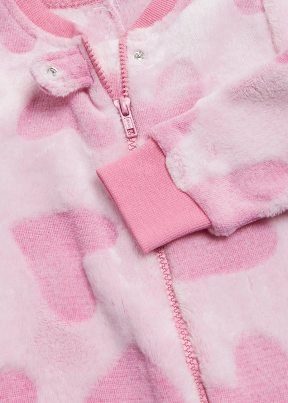 Girls Pink Love Heart Embossed Onesie (9mths-5yrs)