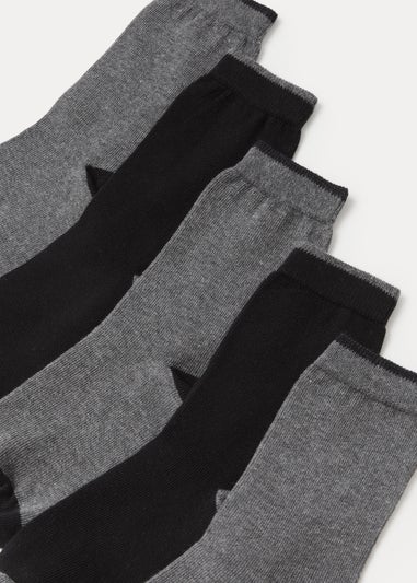 Kids 5 Pack Black Heel & Toe Socks (Younger 6-Older 6.5)