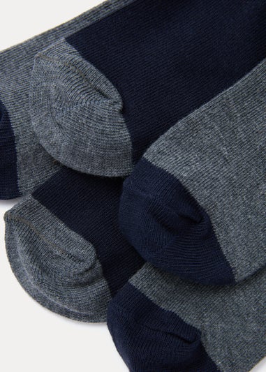 Kids 5 Pack Navy Heel & Toe Socks (Younger 6-Older 6.5)