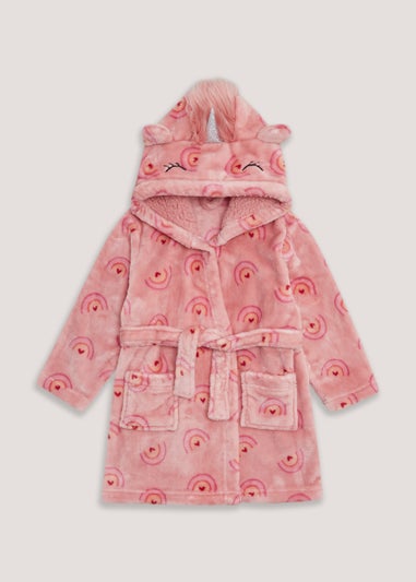Girls Pink Rainbow Unicorn Dressing Gown (9mths-11yrs)
