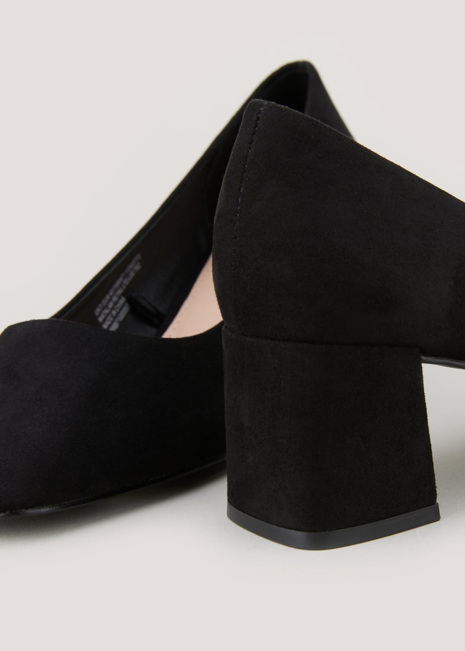 Black Square Toe Block Heels