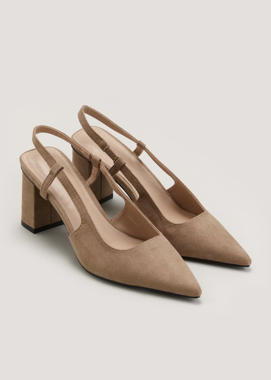Et Vous Taupe Slingback Point Toe Block Heels