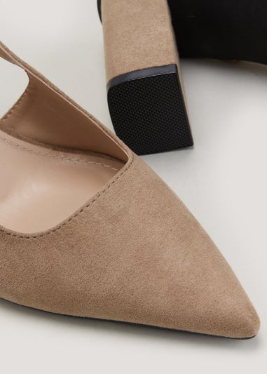 Et Vous Taupe Slingback Point Toe Block Heels