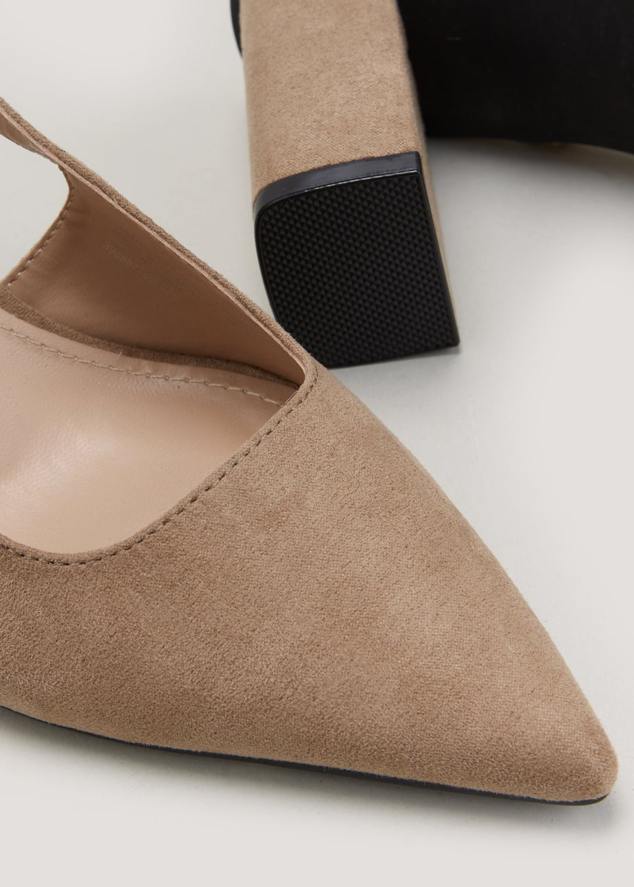 Et Vous Taupe Slingback Point Toe Block Heels