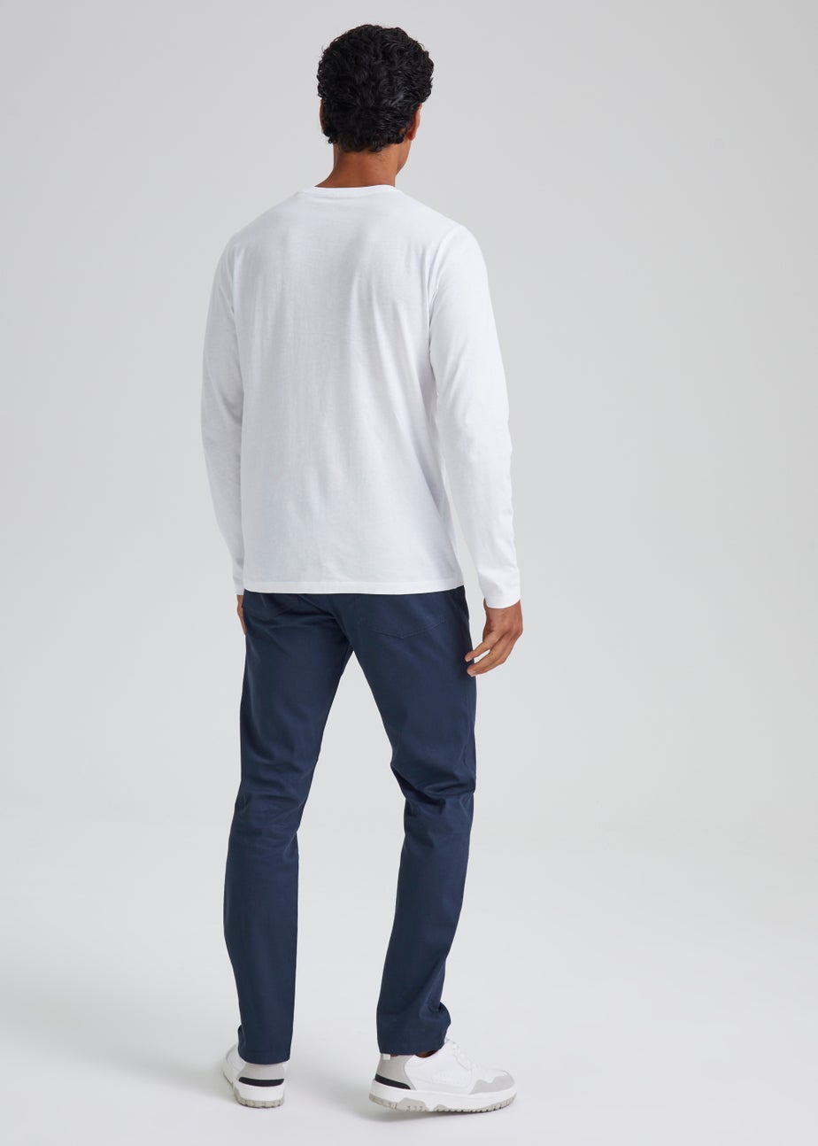 Navy Textured Chino Trousers