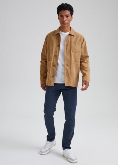 Navy Textured Chino Trousers