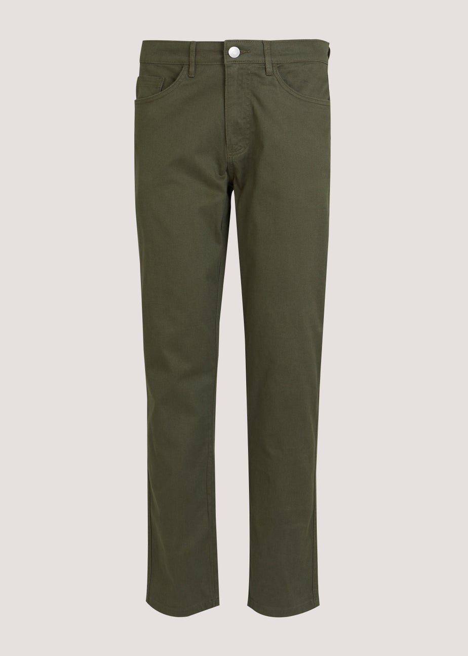 Khaki Textured Chino Trousers