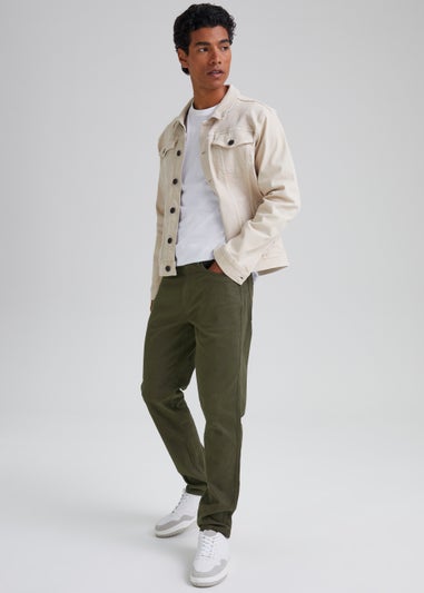 Khaki Textured Chino Trousers