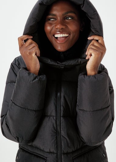 Papaya Petite Black Super Long Padded Coat