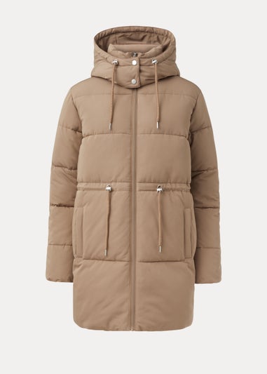 Papaya Petite Beige Mid Length Padded Coat