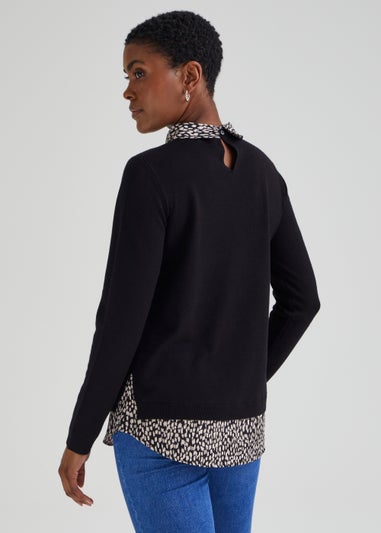 Papaya Petite Black 2 in 1 Shirt Jumper