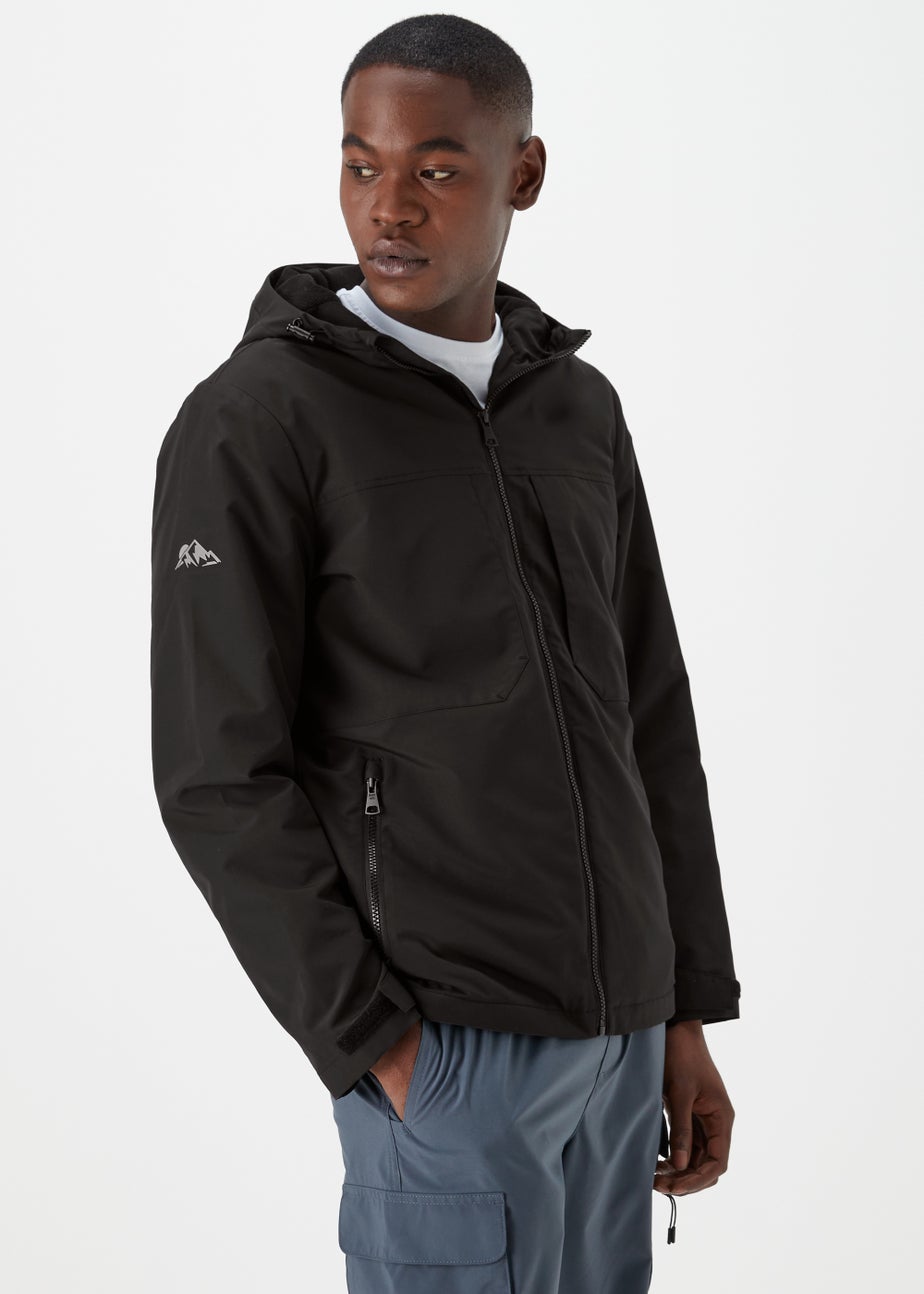 Black Showerproof Fleece Windbreaker