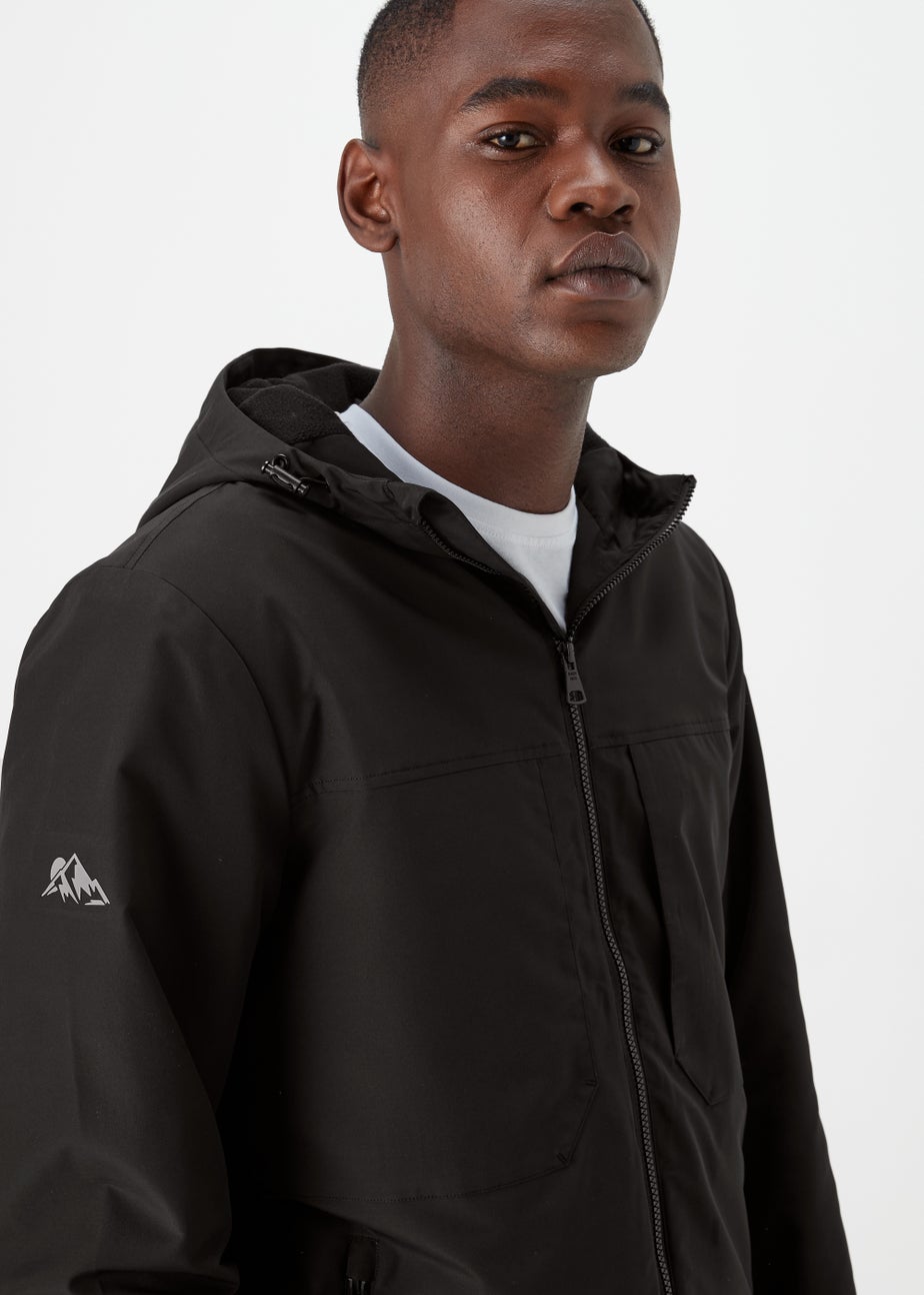 Black Showerproof Fleece Windbreaker