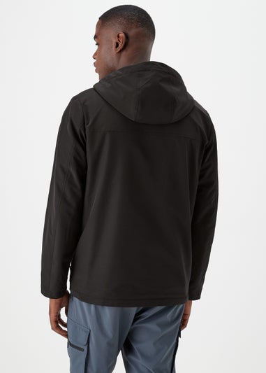 Black Showerproof Fleece Windbreaker