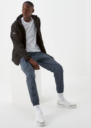 Black Showerproof Fleece Windbreaker