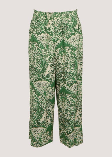 Papaya Petite Green Wide Leg Cropped Trousers
