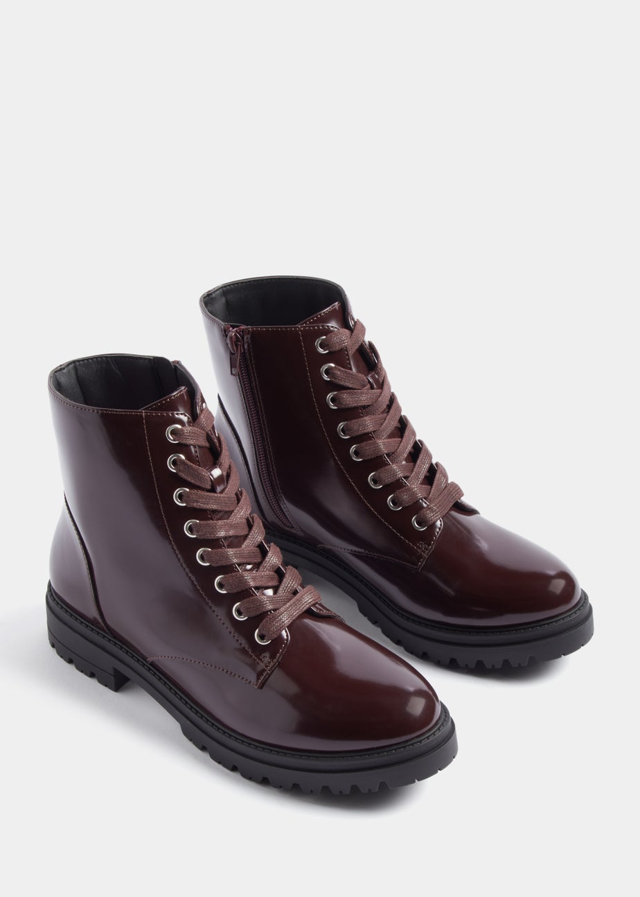 Burgundy Gum Sole Lace Up Boots