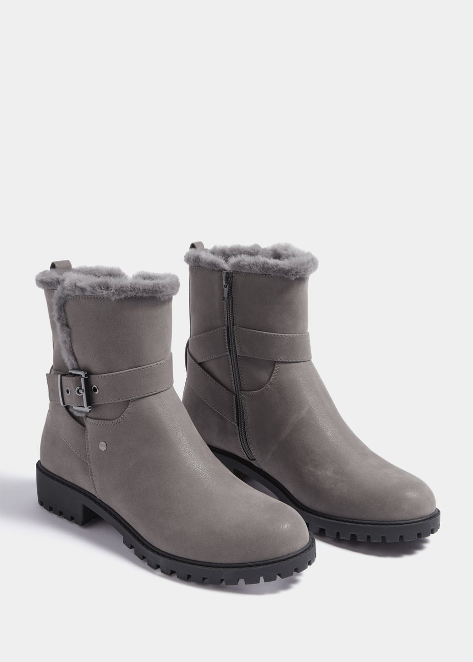 Grey Biker Boots