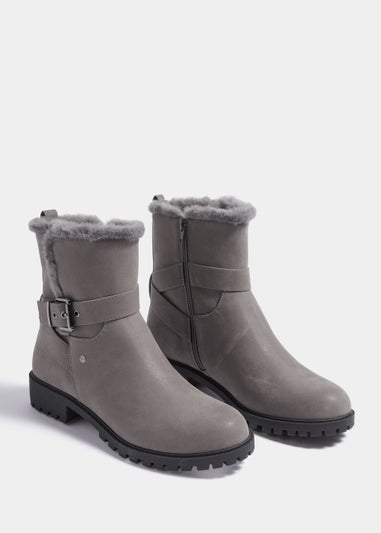 Grey Biker Boots