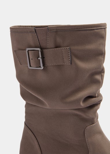 Taupe Slouch Cleated Boots