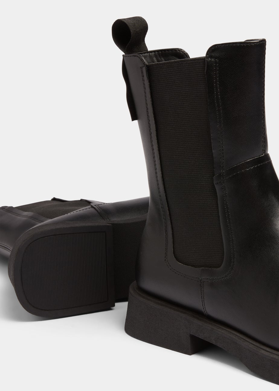 Black Square Toe Chelsea Boots