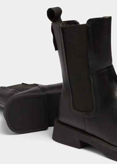 Black Square Toe Chelsea Boots