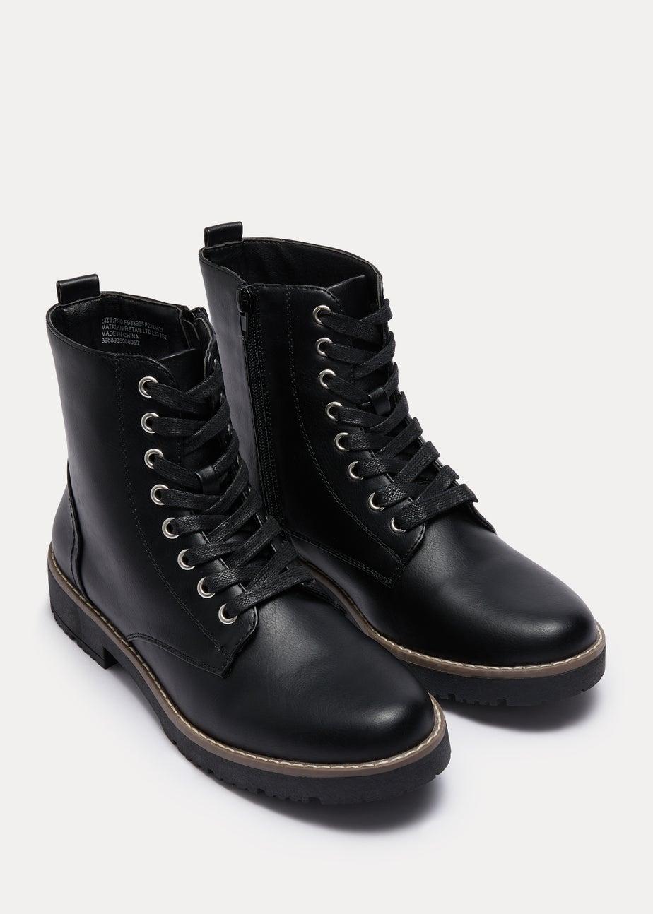 Soleflex Black Lace Up Boots