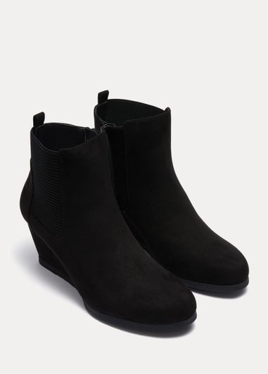 Black Wide Fit Wedge Heels