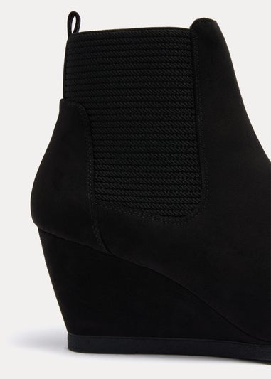 Black Wide Fit Wedge Heels