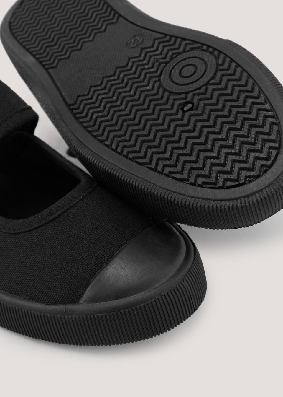 Kids Black School Mary Jane Plimsoll Pumps (Younger 7-Older 3)