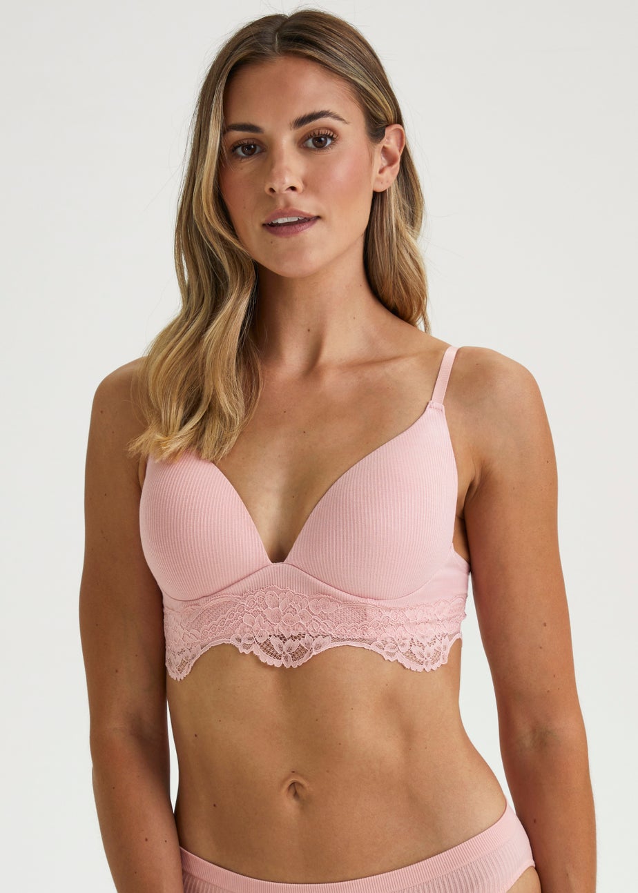 2 Pack Non Wired Ribbed Lace Bras