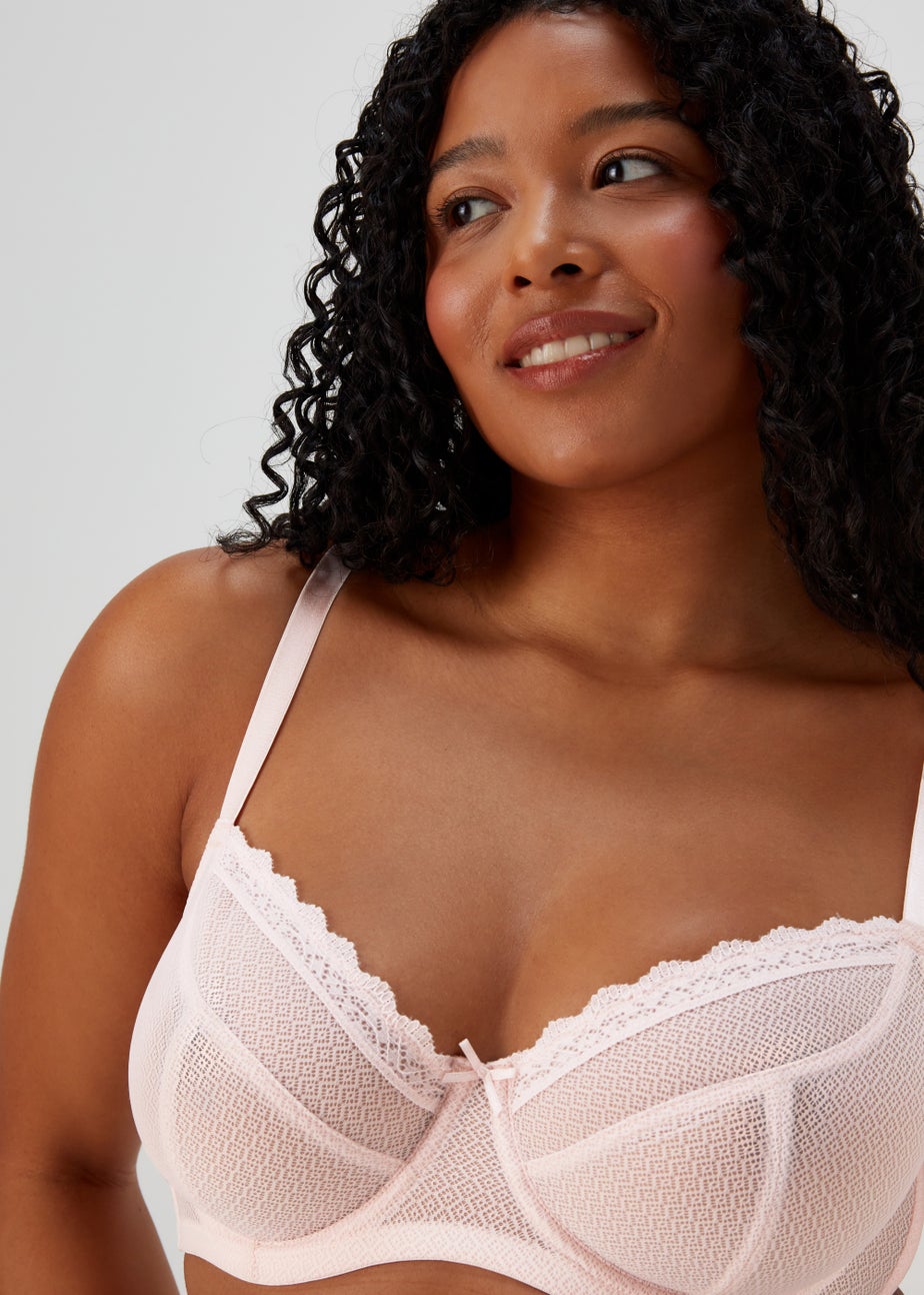 DD+ 2 Pack Black & Pink Textured Lace Non Padded Bras