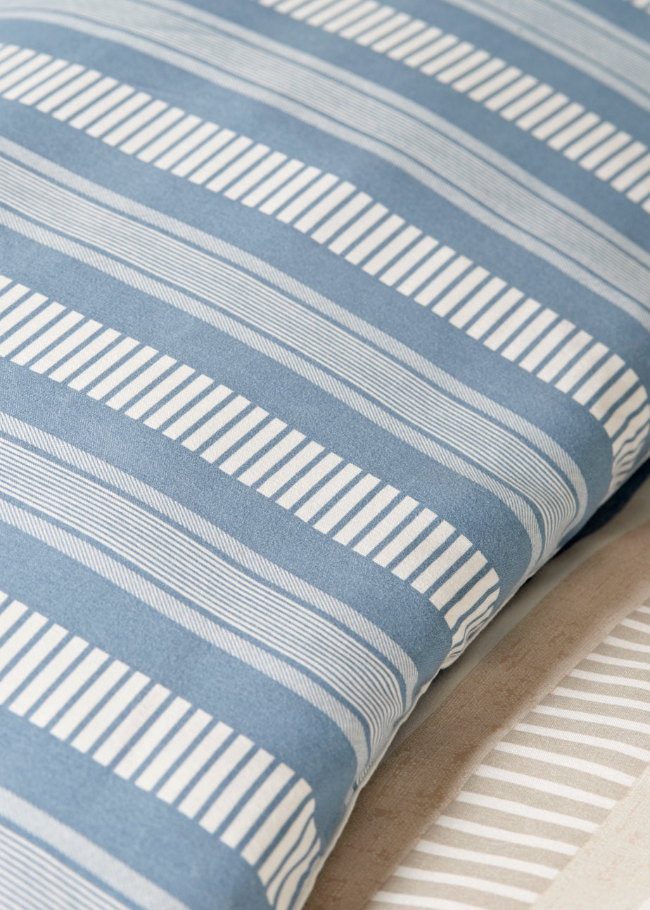 Blue Broken Stripe Reversible Duvet Cover
