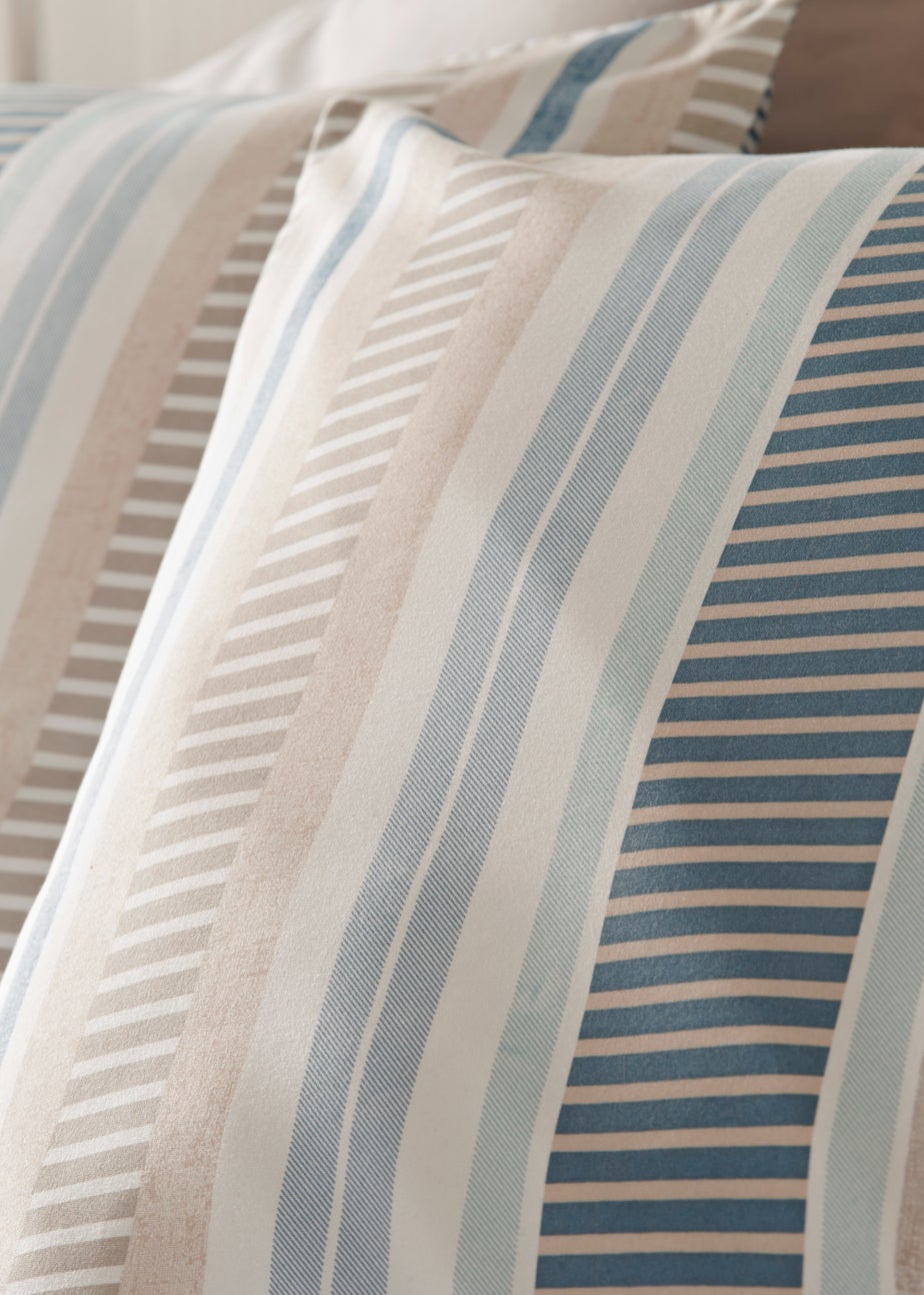 Blue Broken Stripe Reversible Duvet Cover