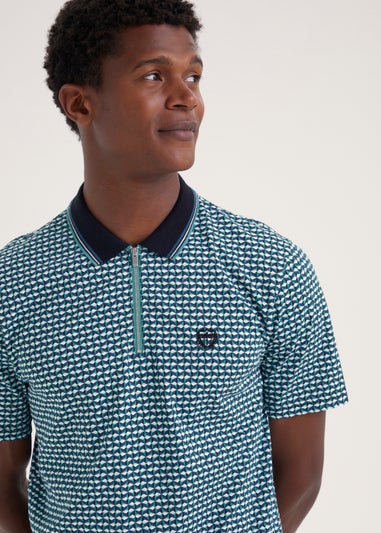 Teal Print Polo Shirt