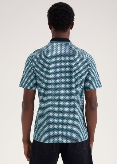 Teal Print Polo Shirt