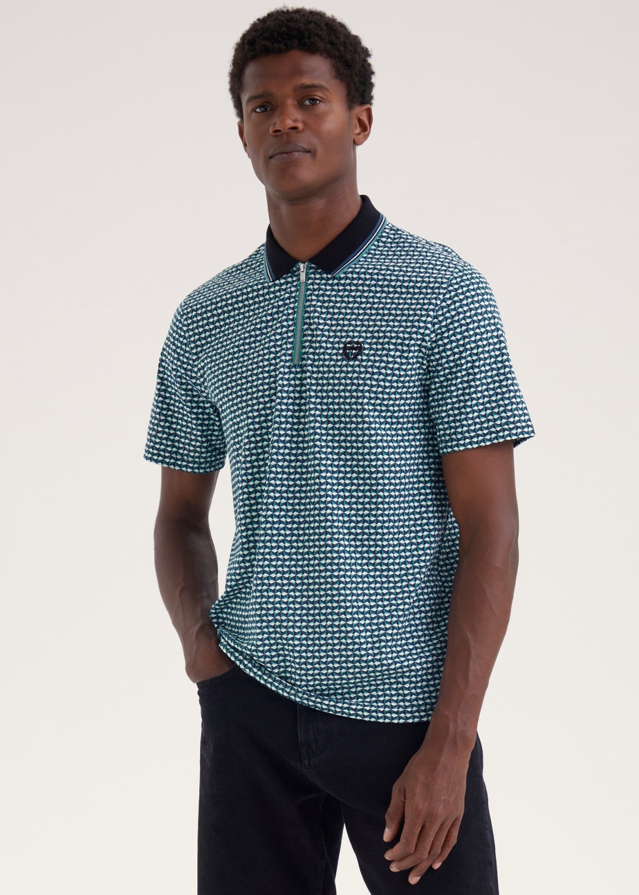 Teal Print Polo Shirt