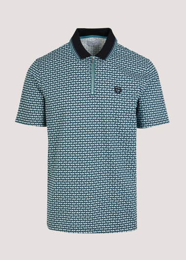 Teal Print Polo Shirt