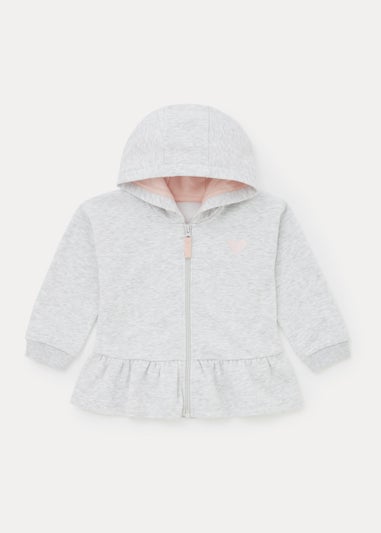 Girls Grey Peplum Zip Up Hoodie (9mths-6yrs)