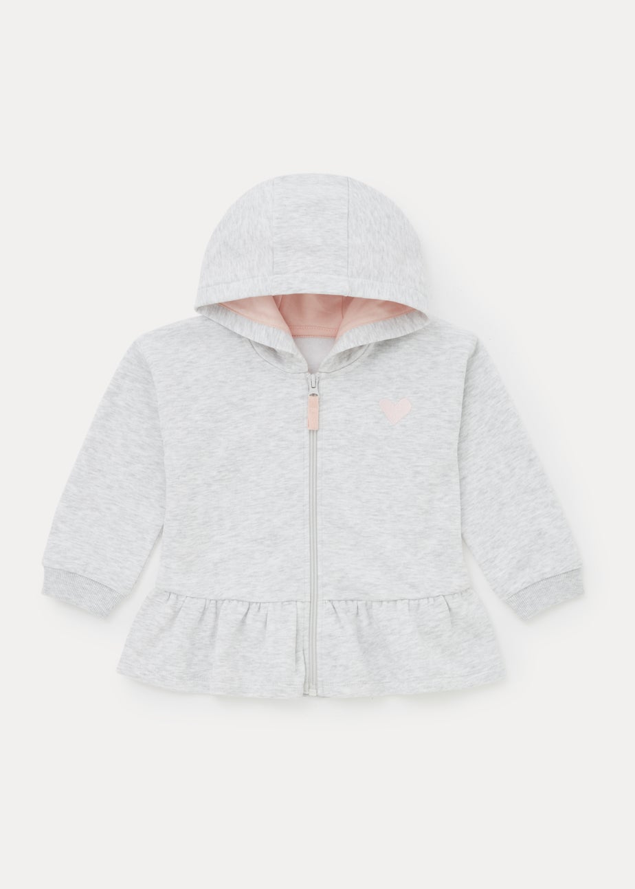 Girls Grey Peplum Zip Up Hoodie (9mths-6yrs)