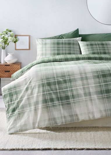Green Fine Check Duvet Cover