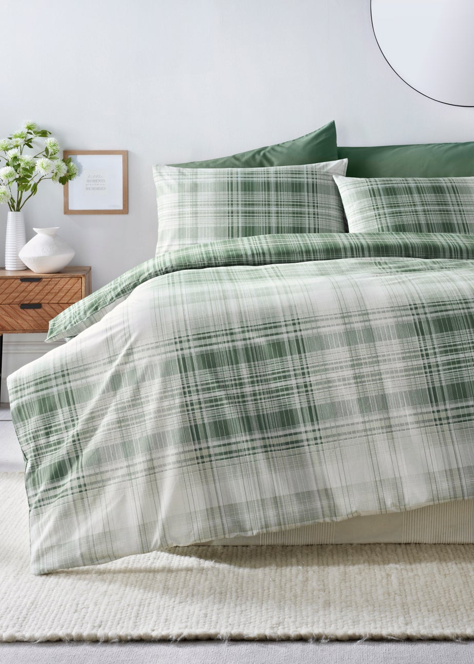 Green Fine Check Duvet Cover