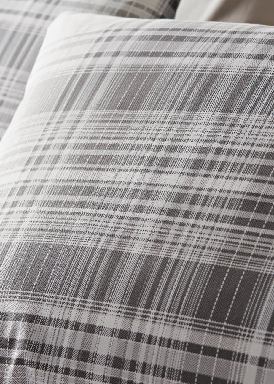 Grey Fine Check Duvet Set
