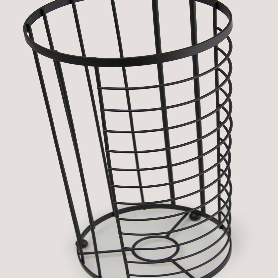 Black Metal Floor Toilet Roll Holder